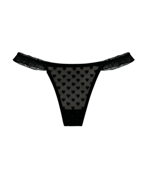 Obsidian Heart Lace Thong